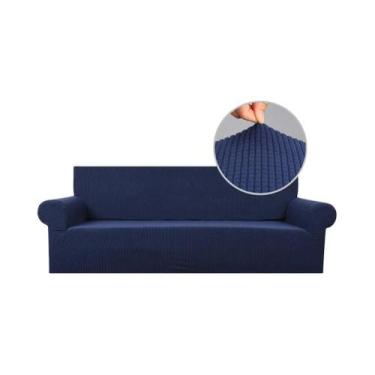 Imagem de Capa De Sofá Jacquard Elástica Azul Marinho Para Sofás De 1, 2, 3 E 4 