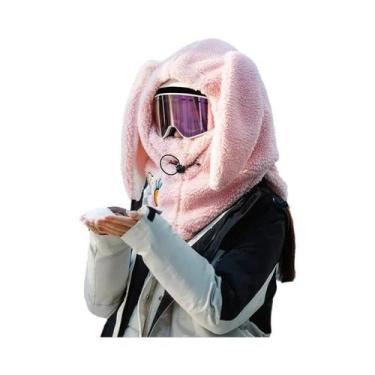 Imagem de Gorro De Lã De Inverno Com Orelhas De Coelho, Cachecol Quente, Capa De