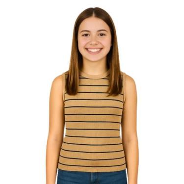 Imagem de Regata Juvenil Canelada Feminina Menina Moda Verão Elastano - EXPOSIÇÃ