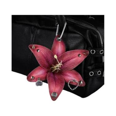 Imagem de Criativo lírio simulação flor chaveiro pingente mochila decoração aces