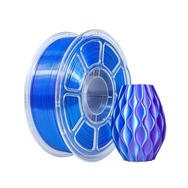 Imagem de iBOSS Filamento PLA+ de seda 1,75 mm azul roxo dupla cor PLA Plus filamento de impressora 3D 2 em 1 coextrusão 1 kg carretel (1.0 kg) filamento de impressão 3D precisão dimensional +/- 0,02 mm serve