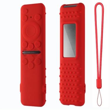 Imagem de Capa compatível com Samsung BN59-01432, capa de controle remoto, capa protetora de silicone à prova de choque antiderrapante, capa protetora (vermelha)