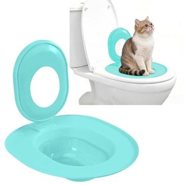 Imagem de Kit de treinamento de assento de vaso sanitário para gatos treinador de plástico lavável reutilizável fácil instalação design removível estável durável sistema de trem para animais de estimação para