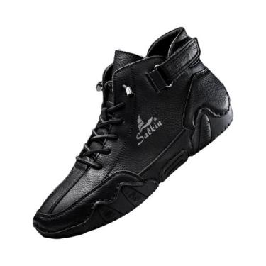 Imagem de Botas De Couro Masculinas Feitas À Mão, Tênis Casuais Para Trekking Ao