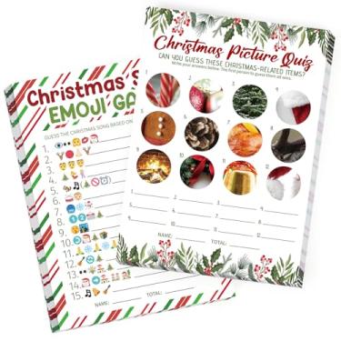 Imagem de 27 peças de jogos de Natal para festa em família, cartões de jogo de papel de feliz Natal, impressão dupla face, festival, imagens, questionário, canções de adivinhação, adultos, decorações de
