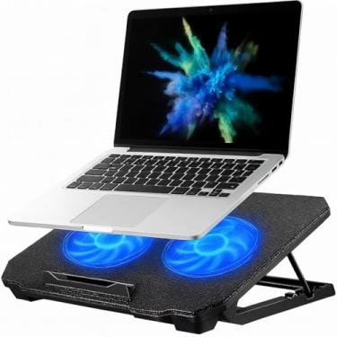 Imagem de Suporte para Notebook com Cooler Duplo Silencioso 8 Níveis Ajustáveis Ergonômico LED e USB