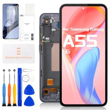 Imagem de Substituição de tela LCD OLED para Samsung Galaxy A55 5G A556 - para Galaxy A55 5G LCD digitalizador touchscreen A556B SM-A556B/DS SM-A556E Kits de montagem de sensor de vidro (com moldura, suporte