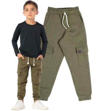 Imagem de Calça Infantil Menino Cargo Moletinho Com Bolso Elástico - Vrasalon, 4