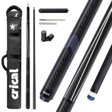 Imagem de CRICAL Bastões de taco de bilhar de fibra de carbono 147 cm conjunto profissional de bastões de sinuca de baixa deflexão com ponta de 12,5 mm e estojo para tacos