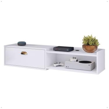 Imagem de Rack Suspenso Multifuncional Home Parede 1.20 Estante TV 42" Bancada Flutuante México 1 Porta Nicho Sala Quarto