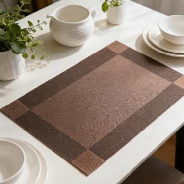Imagem de Jogo americano quadrado de PVC com isolamento térmico - Tapete de mesa simples para uso doméstico e em restaurantes
