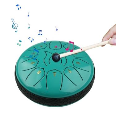 Imagem de Walmeck Tambor de Língua de Aço 6 Polegada Portátil 11 Notas Instrumento Percussão para Meditação Yoga Iniciantes Majores Tambor Mão Aço Roxo (Verde)
