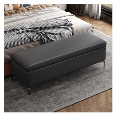 Imagem de KEG801302 Banco de armazenamento moderno - banco de entrada, otomano para quarto, extremidade da cama, bancos de quarto para o pé da cama, banco estofado decorativo (preto)