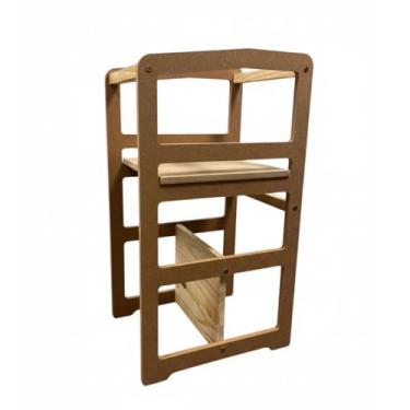 Imagem de Torre de Aprendizagem Montessori 4 em 1, MDF natural cru Multifuncional para Crianças