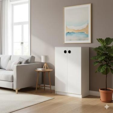 Imagem de Armário Multiuso Madri 2 Portas E Prateleiras Organizador Lavanderia Escritório (Branco)