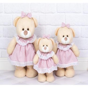 Imagem de Trio de ursos amore vestido baby  - CKD CONFECCOES, Poá rose