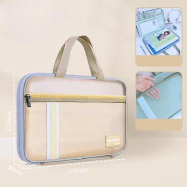 Imagem de Bolsa de documentos transparente com alça, pasta de malha resistente para provas, arquivos e materiais, organização portátil para escritório e estudo, fácil de transportar e visualizar (amarelo)