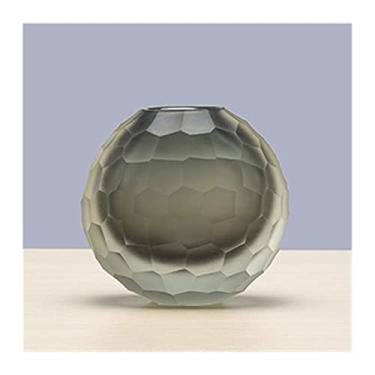 Imagem de Decoração de vaso de vidro de escama de peixe de luxo leve moderno, arranjo de flores para sala de estar, mesa simples criativa, armário de TV, centro de mesa de decoração de armário de vinho (preto)