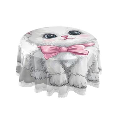 Imagem de Qilmy Toalha de mesa redonda de palmeira de treliça verde, 152 cm, resistente à água, à prova de derramamento, capa de mesa grande para jantar de reunião de família em ambientes internos e externos