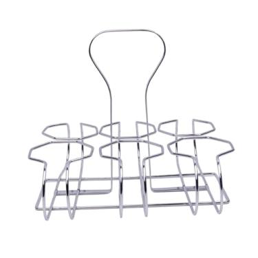 Imagem de ＫＬＫＣＭＳ Cesto Organizador para Garrafas de Vinho, Suporte Portátil para Bebidas, Ideal para Armários de Fazenda, Restaurantes, Cozinhas e Churrasqueiras, Prata