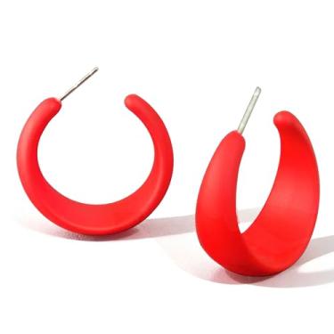 Imagem de RofYof Brincos de argola redondos pequenos de acrílico para mulheres, argolas abertas, leves, cor doce, brincos de argola grossa, joias para presente, Small, Acrílico, Sem pedra preciosa