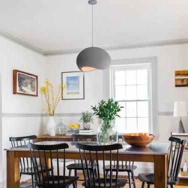 Imagem de Lustres modernos de bom gosto para sala de jantar, luminária pendente criativa em resina, soquete E27, altura ajustável, para sala de estar, cozinha, quarto, hall de entrada (cinza, 30).