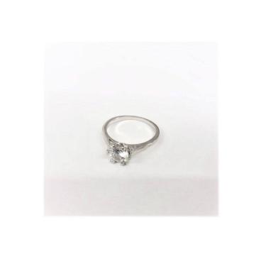 Imagem de Anel Folheado Prateado Noivado Debutante Zirconia Ponto Luz