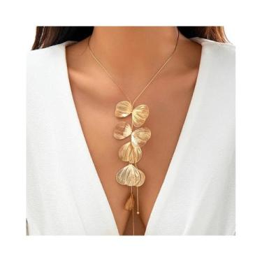 Imagem de Colar Elegante Com Pingente De Pétalas E Franjas Para Mulheres, Joia C
