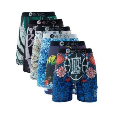 Imagem de Cuecas Boxer Masculinas plus Size Respiráveis 6 Peças Estampadas Para 