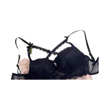 Imagem de Conjunto De Sutiã De Renda Roxa Kawaii Com Coração, Bralette Push Up, 