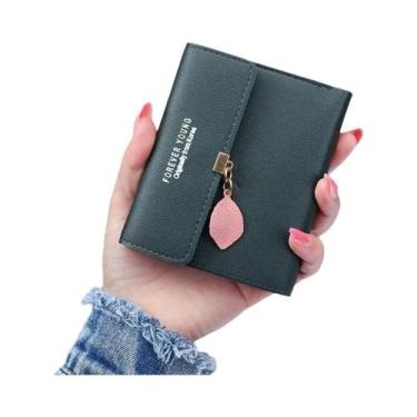 Imagem de Carteira Feminina Pequena Tripartida Com Porta-Moedas E Clipe Para Din