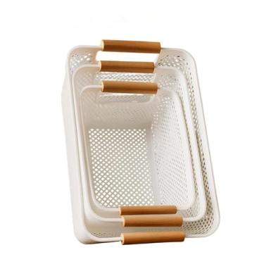 Imagem de Kit 3 Organizadores de Bambu Multiuso | Cestos para Quarto Sala Cozinha Banheiro Closet Armário(KIT 3 BRANCO)