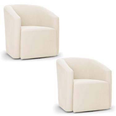 Imagem de Kit 2 Poltronas Stella Max Veludo Base Giratória - D'rossi Cor Bege