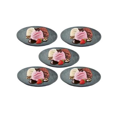 Imagem de Kit 5 Pratos Raso Redondo Pedra Sabão Sobremesa E Bolos 30Cm