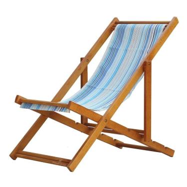 Imagem de Espreguiçadeira Preguiçosa Dobrável Mel Sb-listras Azuis
