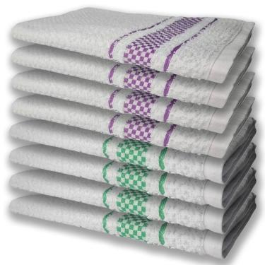 Imagem de 8 Panos De Prato Atoalhado Felpudo Premium 4 Roxo 4 Verde