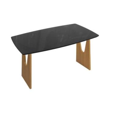 Imagem de Mesa de Sala Jantar Mila Premium Madeira Maciça c/ Tampo Madeirado c/ 