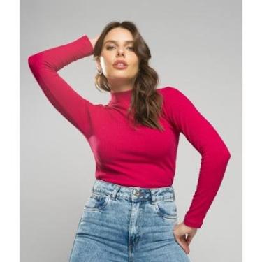 Imagem de Blusa Salvatore Fashion Gola Alta Manga Longa Malha Canelada Feminina-Feminino