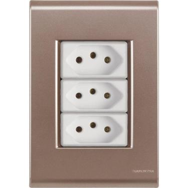 Imagem de Cj Três Tomadas Tripla 10a Liz Ouro Velho Tramontina Completo Pronto Tramontina