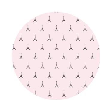 Imagem de Painel De Tecido Sublimado Redondo Paris Torre Eiffel Fundo Rosa C/Elá