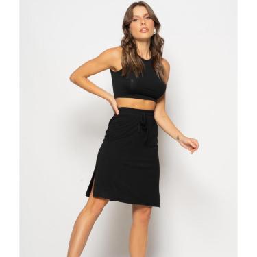 Imagem de Saia Midi Com Fenda Malha Salvatore-Feminino