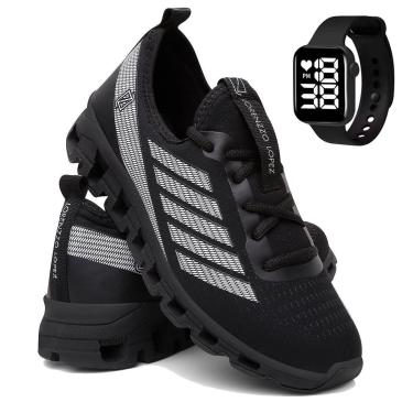 Imagem de Tênis Para Corrida e Caminhada Masculino Super Leve Esporte com Relógio e Fone-Masculino