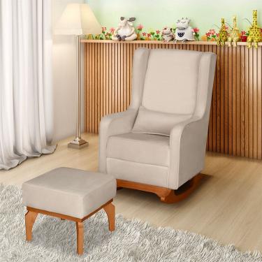 Imagem de Poltrona Amamentacao Retro Balanco Com Puff Movellu Home