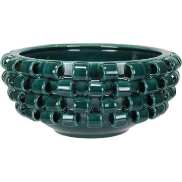 Imagem de CENTRO MESA DECORATIVO FRUTEIRA HOME&CO CERÂMICA 14x30x30cm AZUL PETRO