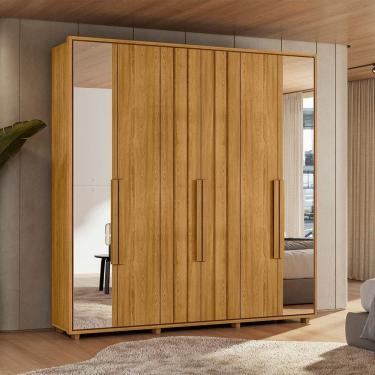 Imagem de Guarda-roupa Casal 6 Portas 100% Mdf com Espelhos e Pés Veronese Cumaru