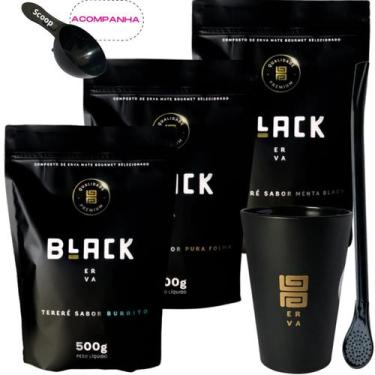 Imagem de Kit Black Erva Mate Tereré 3 Pacotes 500g cada + Copo Caldereta acríli