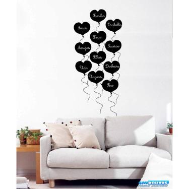Imagem de Adesivo Decorativo De Corações  Giz  Escreva Motivacional