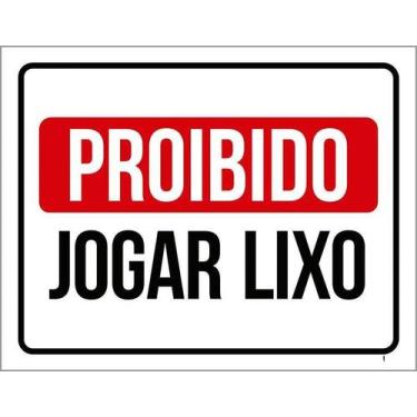 Imagem de Kit 5 Placa Acm Proibido Jogar Lixo 18X23 - Sinalizo