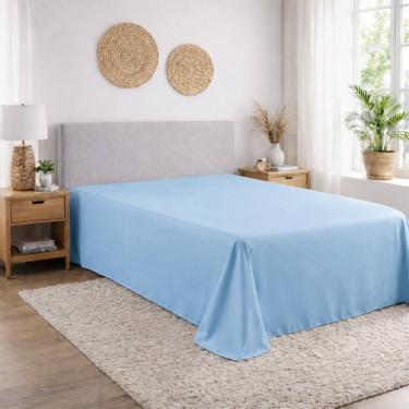 Imagem de Lençol Queen Micropercal 400 Fios Sem Elástico – 1 Peça Alta Qualidade