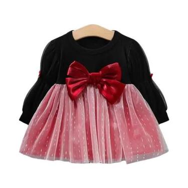 Imagem de Vestido De Malha Com Laço De Manga Longa Para Meninas, Moda De Primave